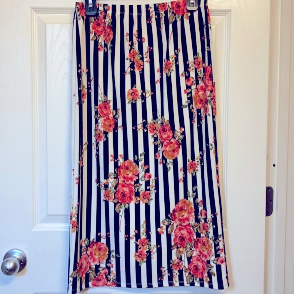 Striped floral skirt